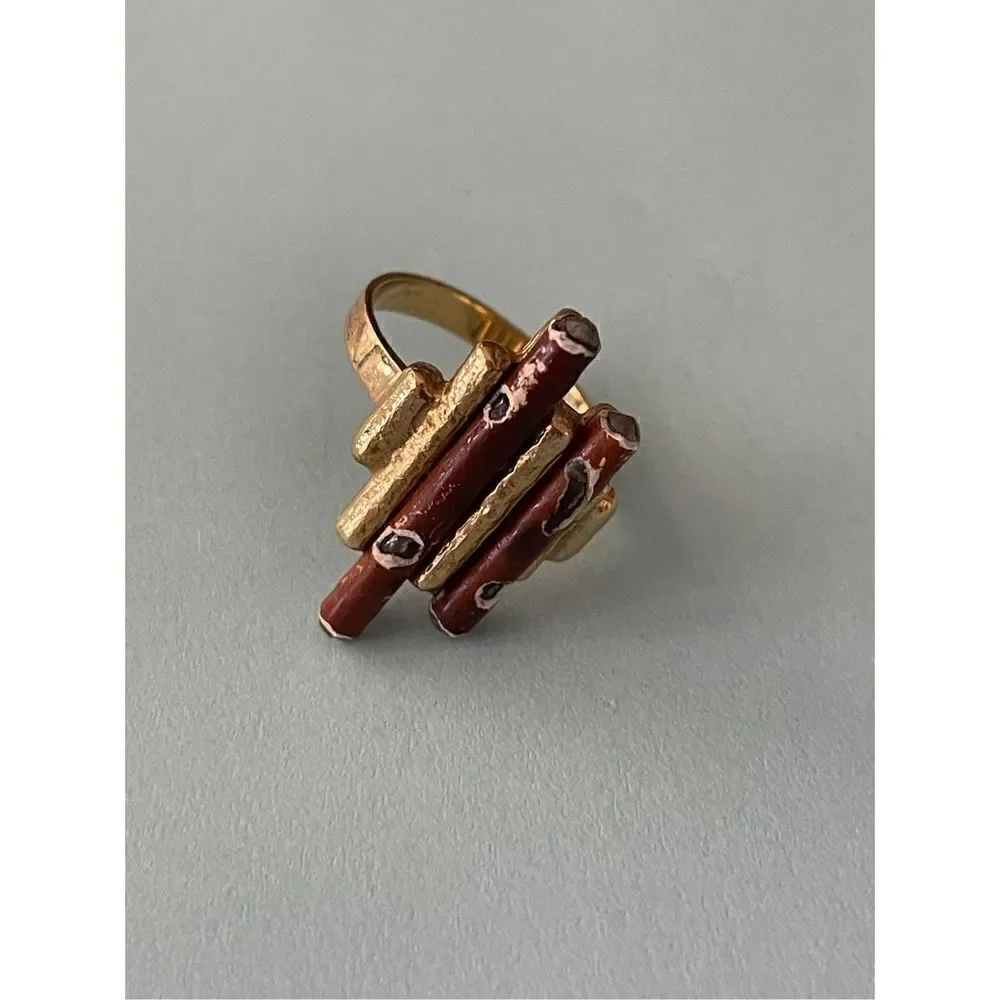 Ring 925 sterling cloisonné gold tone